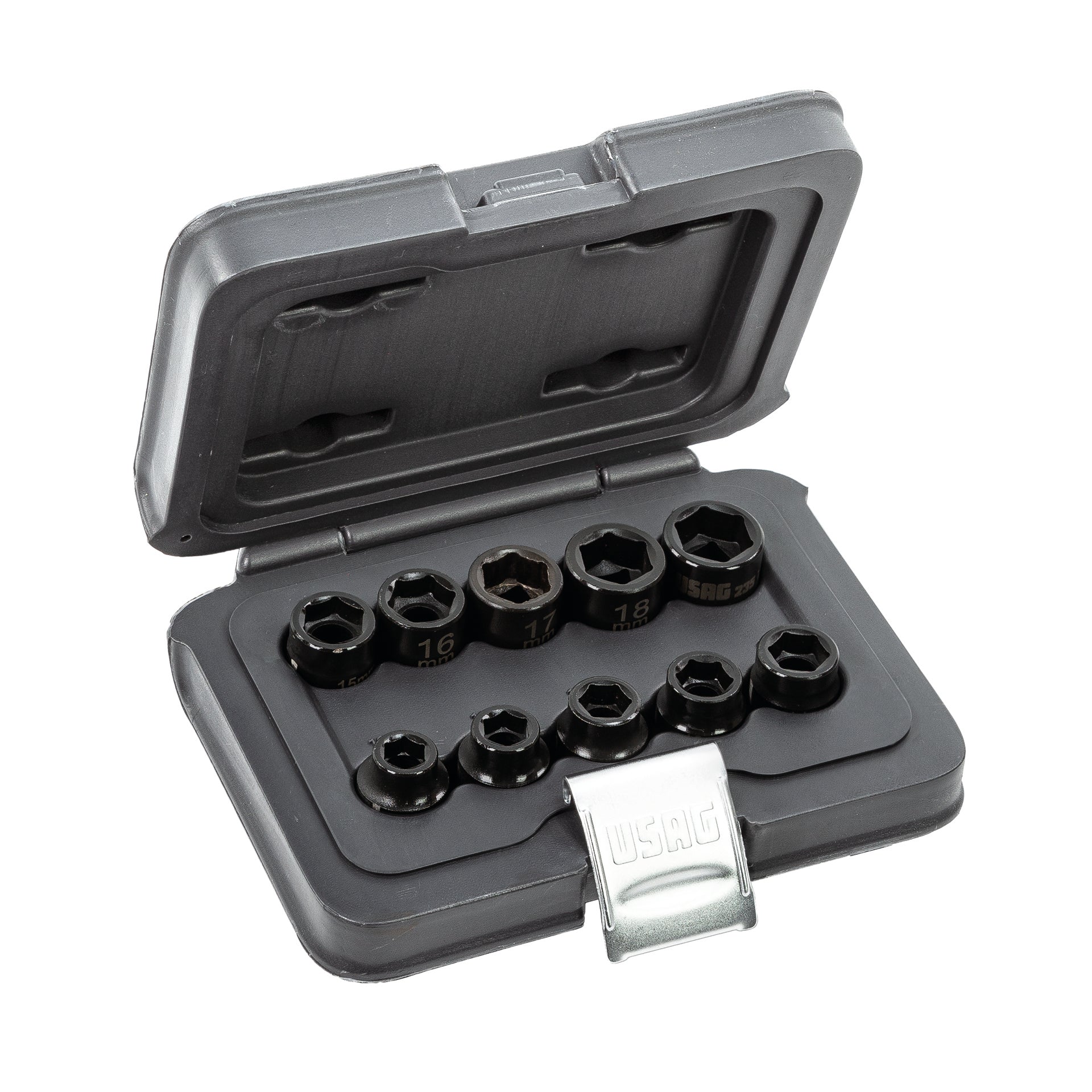235 1/2 MB/C10 - Assortimento in cassetta modulare con bussole macchina esagonali ribassate (10 pz) - Usag - U02350530 235 1/2 MB/C10 - Assortimento in cassetta modulare con bussole macchina esagonali ribassate (10 pz) - Usag - U02350530